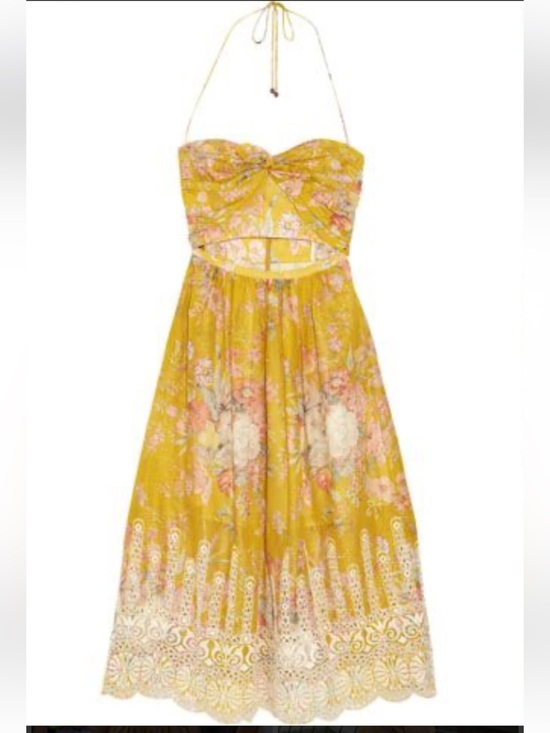 Zimmermann Dresses & Skirts - ZIMMERMANN CONFETTI SCALLOP TIE DRESS IN MUSTARD YELLOW